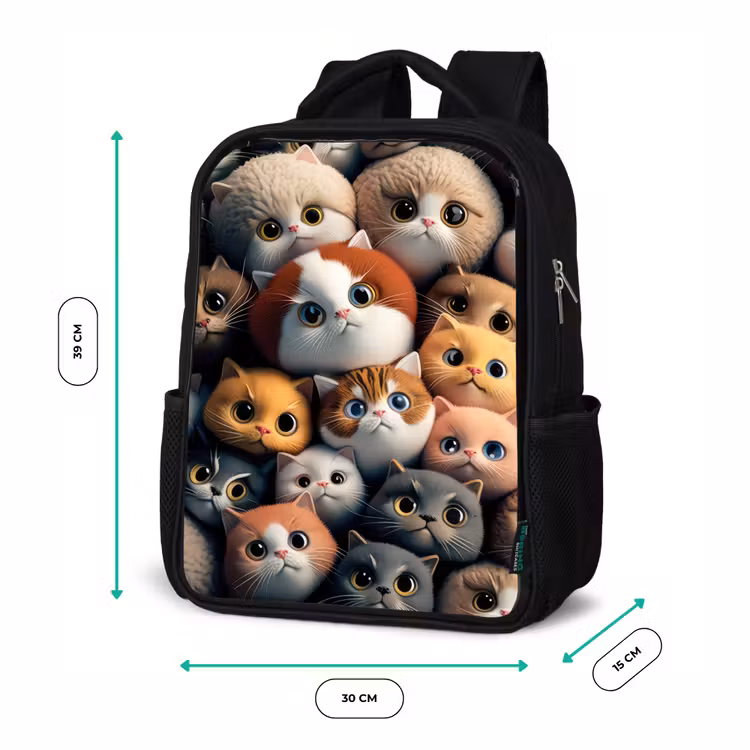 Sac à dos enfant - Noir - Chats orange — 8