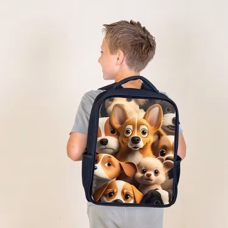 Sac à dos enfant - Noir - Chiens heureux — 2