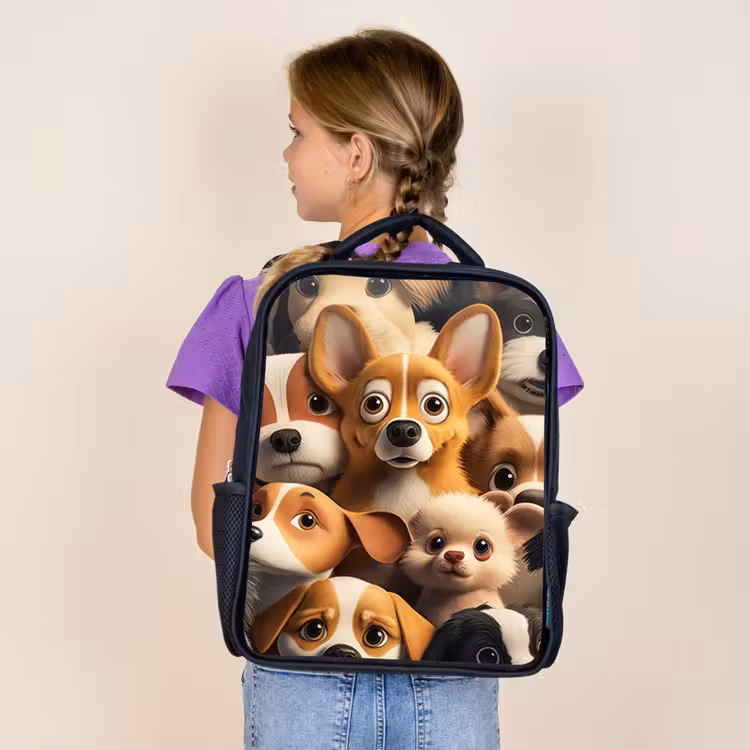 Sac à dos enfant - Noir - Chiens heureux — 4
