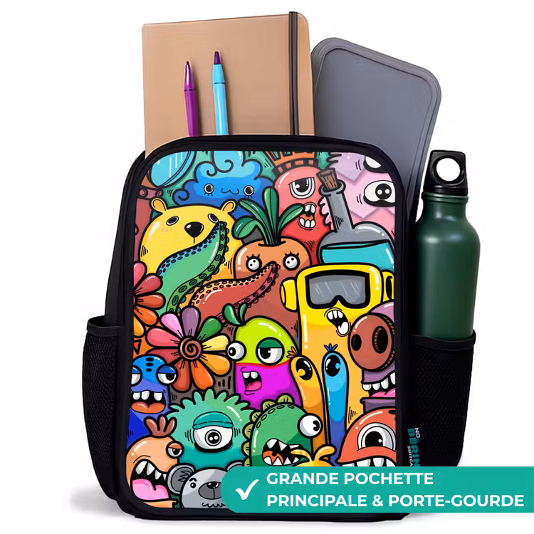 Sac à dos enfant - Noir - Défilé de monstres colorés — 10