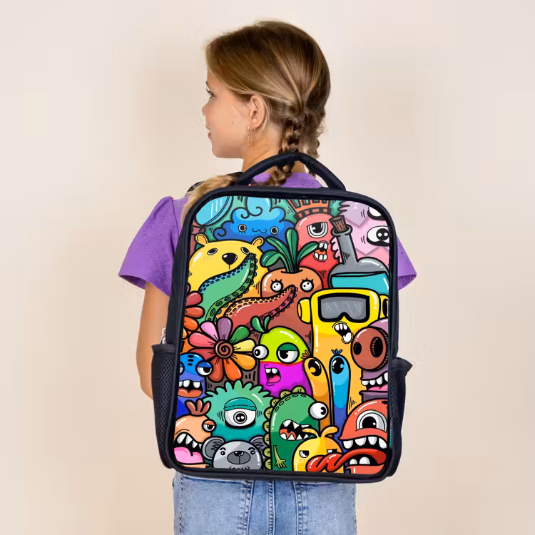 Sac à dos enfant - Noir - Défilé de monstres colorés — 4