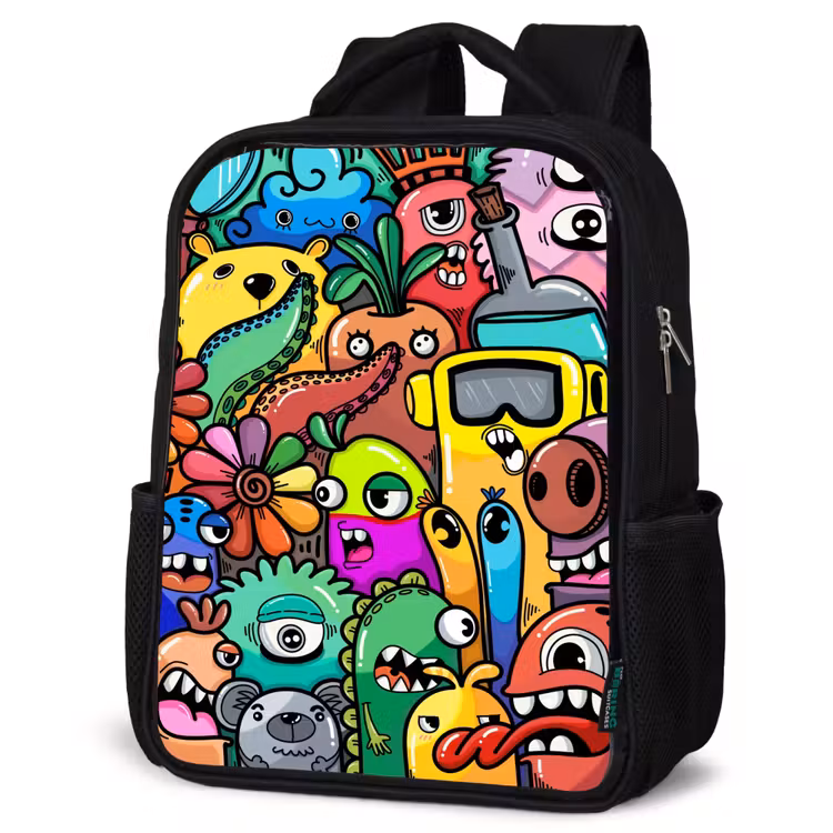 Sac à dos enfant - Noir - Défilé de monstres colorés — 6