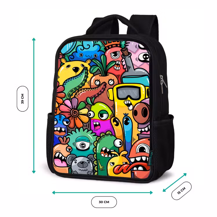 Sac à dos enfant - Noir - Défilé de monstres colorés — 8