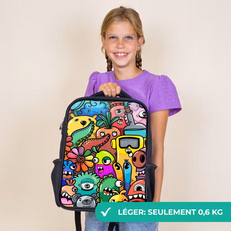 Sac à dos enfant - Noir - Défilé de monstres colorés — 9
