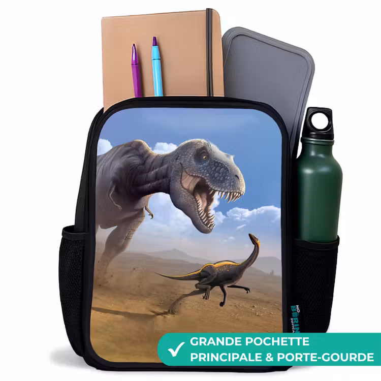 Sac à dos enfant - Noir - Dino - Animaux sauvages - Dessin - Enfants - Garçons — 10