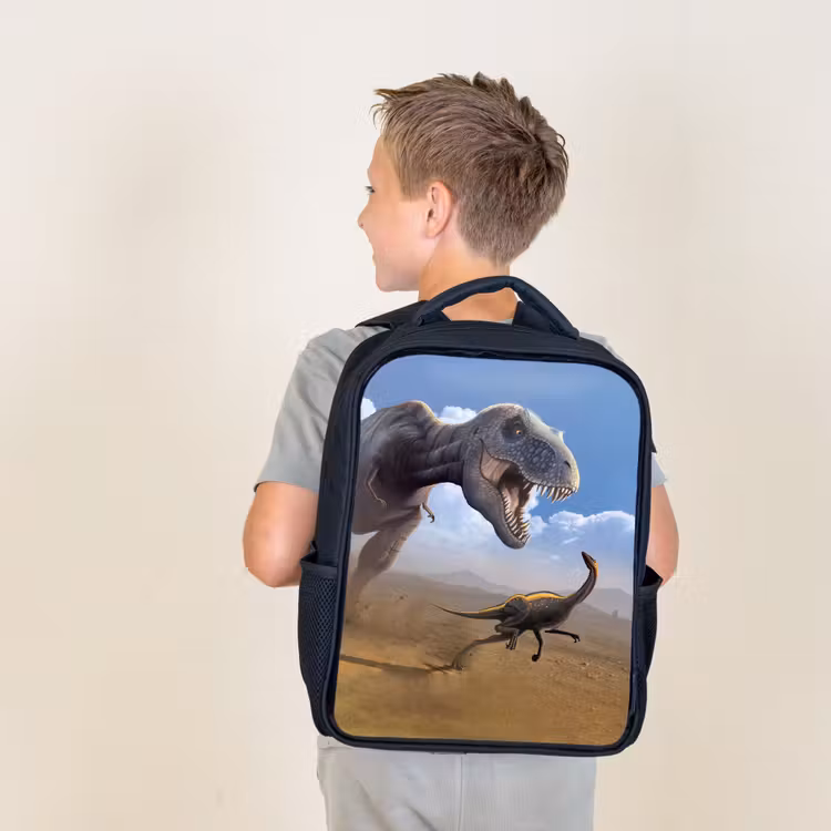 Sac à dos enfant - Noir - Dino - Animaux sauvages - Dessin - Enfants - Garçons — 2