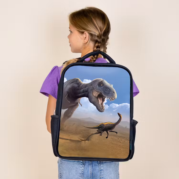 Sac à dos enfant - Noir - Dino - Animaux sauvages - Dessin - Enfants - Garçons — 4