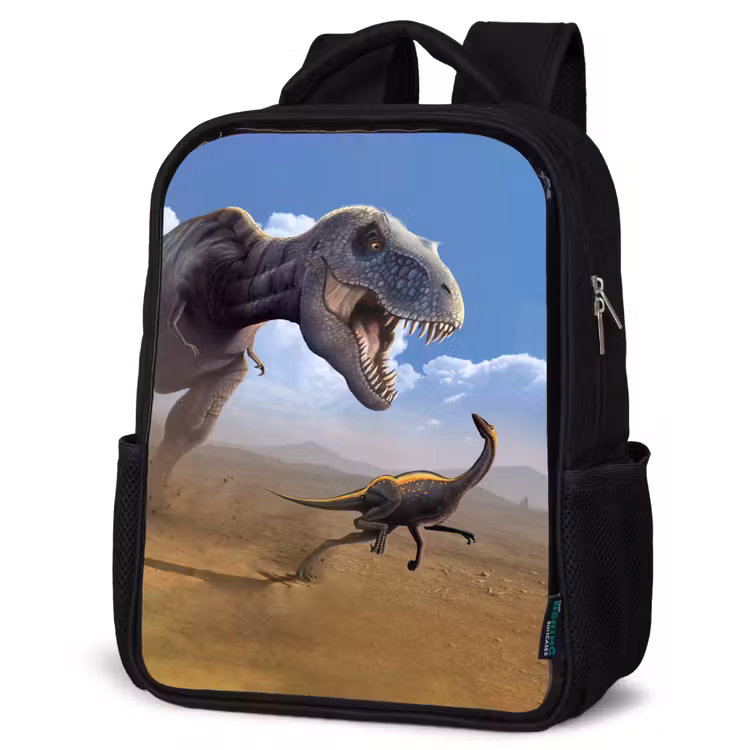 Sac à dos enfant - Noir - Dino - Animaux sauvages - Dessin - Enfants - Garçons — 6