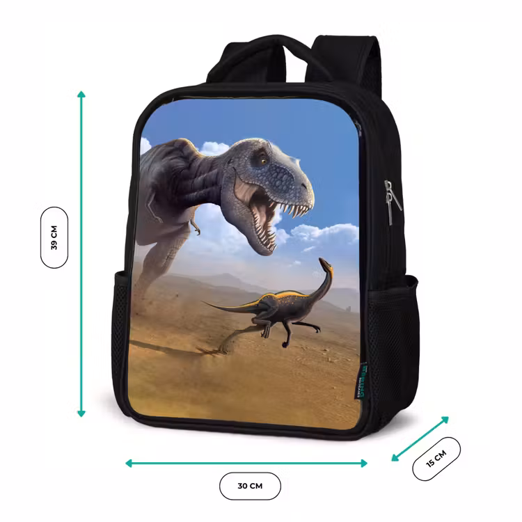 Sac à dos enfant - Noir - Dino - Animaux sauvages - Dessin - Enfants - Garçons — 8