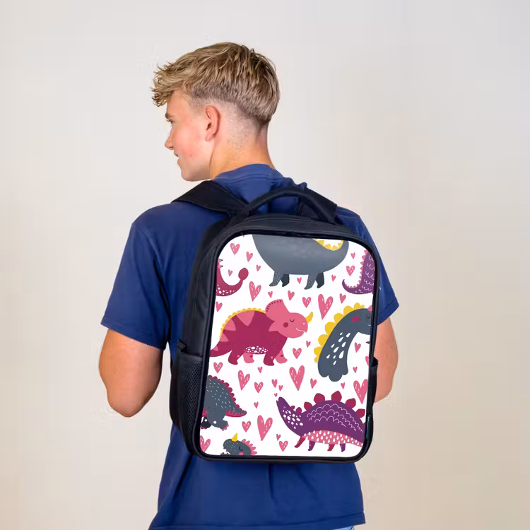 Sac à dos enfant - Noir - Dino - Coeur - Motifs - Rose - Filles - Dinosaure — 5