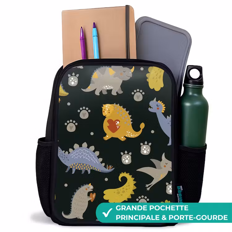Sac à dos enfant - Noir - Dino - Enfants - Motifs - Garçons - Filles - Dinosaure — 10