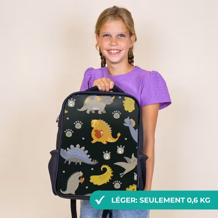 Sac à dos enfant - Noir - Dino - Enfants - Motifs - Garçons - Filles - Dinosaure — 9