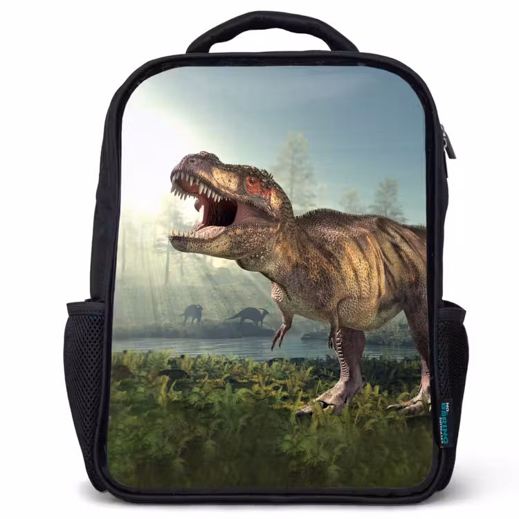 Sac à dos enfant - Noir - Dino - Herbe - Dessin - Enfants - Garçons — 1