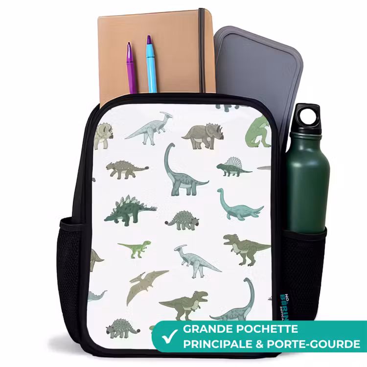 Sac à dos enfant - Noir - Dino - Motif - Vert — 10