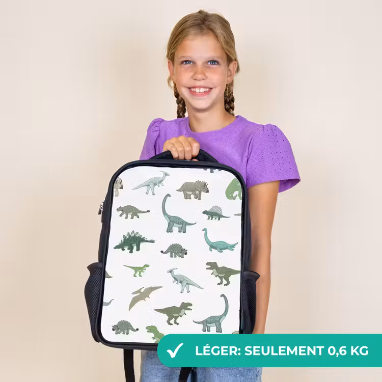 Sac à dos enfant - Noir - Dino - Motif - Vert — 9