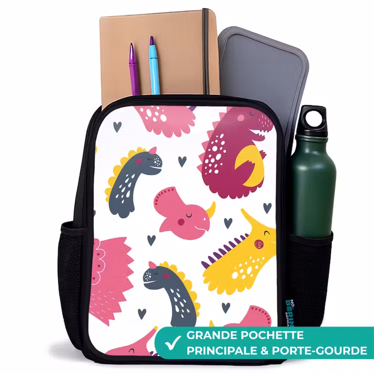 Sac à dos enfant - Noir - Dino - Motifs - Enfant - Rose - Filles — 10