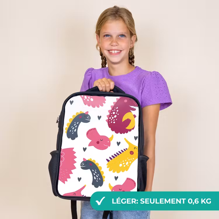 Sac à dos enfant - Noir - Dino - Motifs - Enfant - Rose - Filles — 9