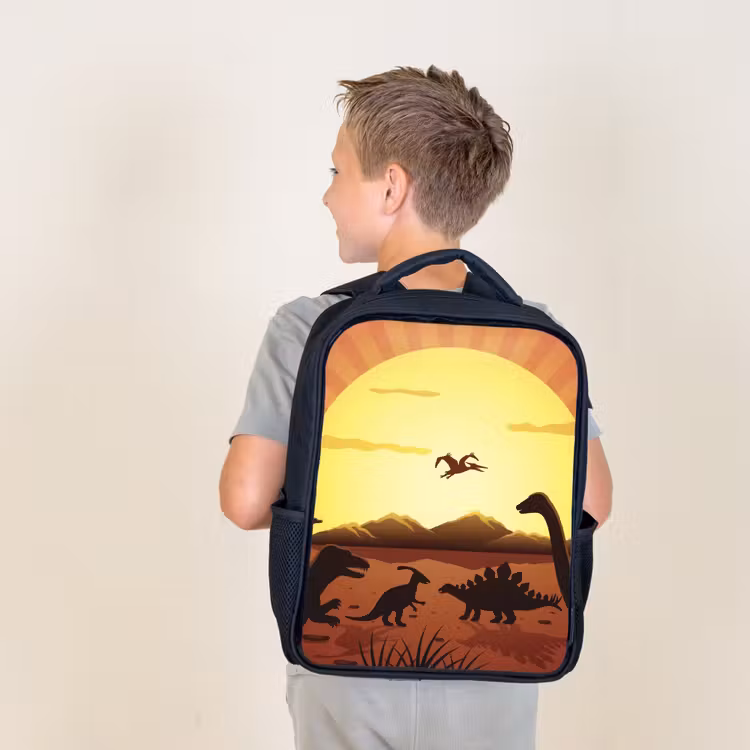 Sac à dos enfant - Noir - Dino - Soleil - Nature - Dessin - Enfants - Garçons — 2
