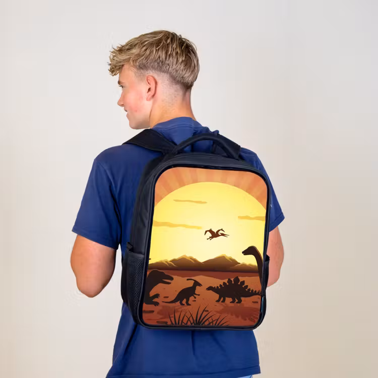 Sac à dos enfant - Noir - Dino - Soleil - Nature - Dessin - Enfants - Garçons — 5