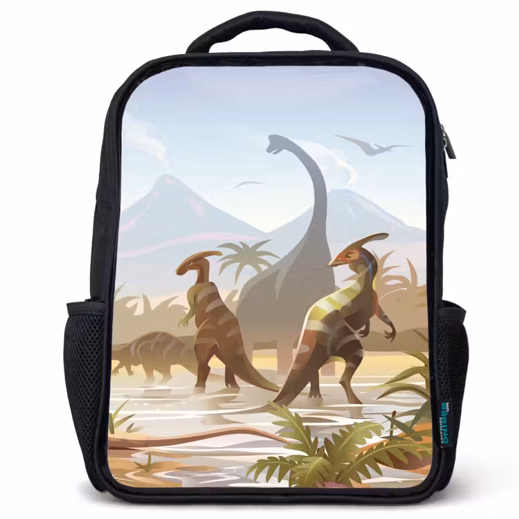 Sac à dos enfant - Noir - Dinosaure - Paysage - Tropical - Enfants - Garçons — 1
