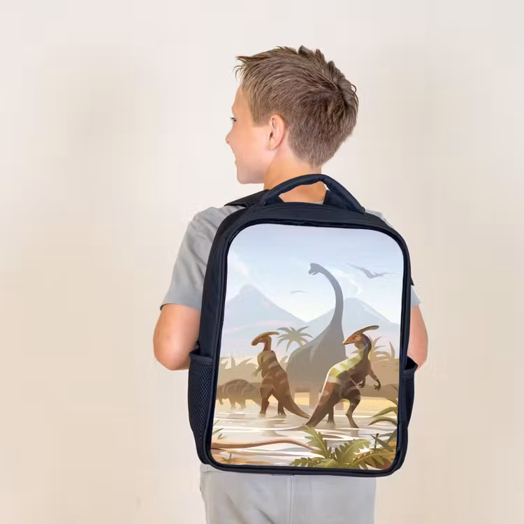 Sac à dos enfant - Noir - Dinosaure - Paysage - Tropical - Enfants - Garçons — 2