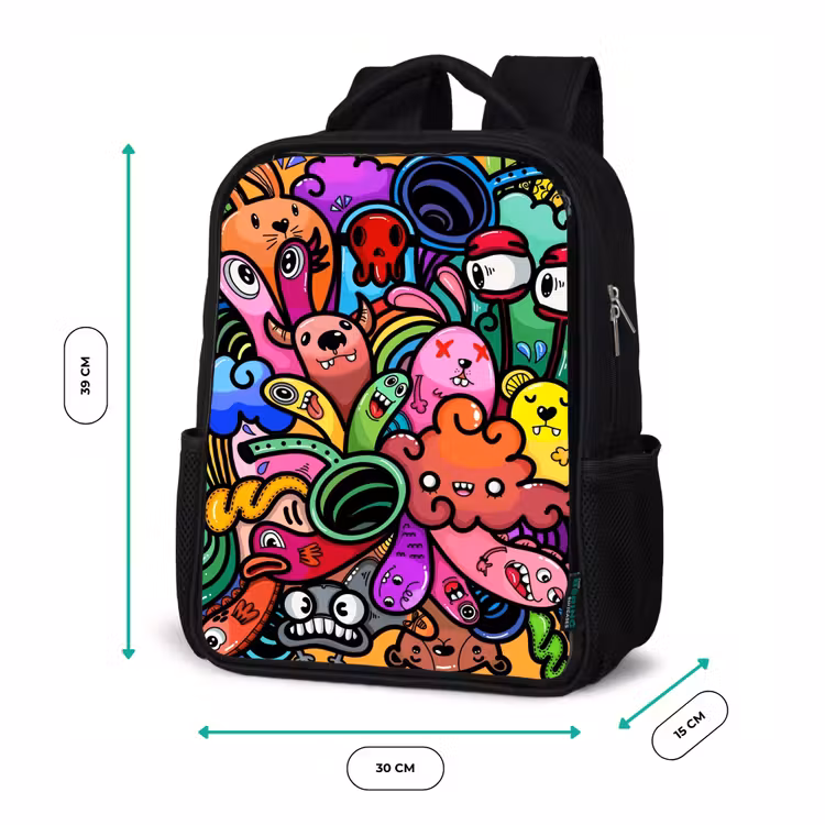 Sac à dos enfant - Noir - Joyeux chaos monstre — 8