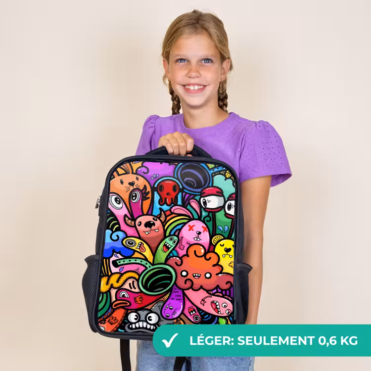 Sac à dos enfant - Noir - Joyeux chaos monstre — 9