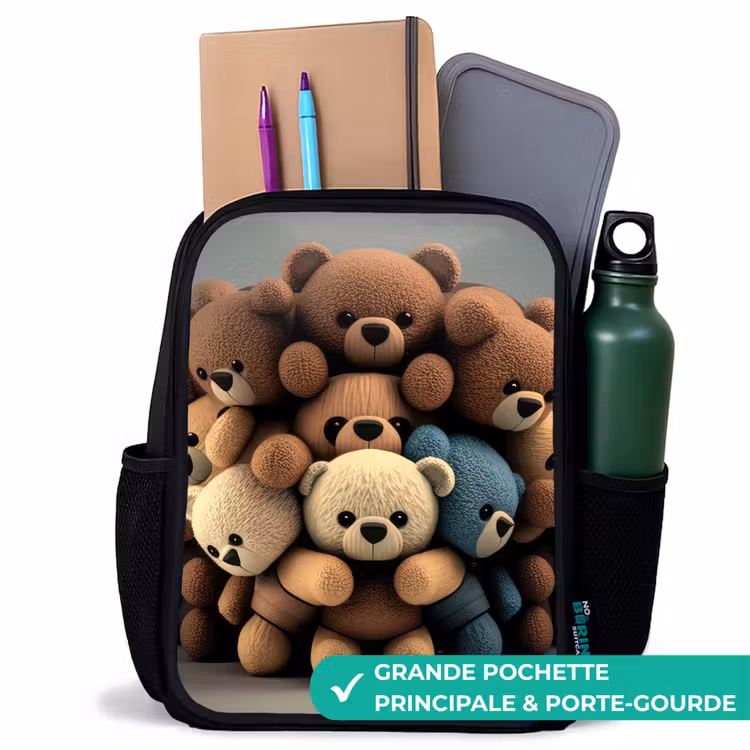 Sac à dos enfant - Noir - Oursons en peluche — 10