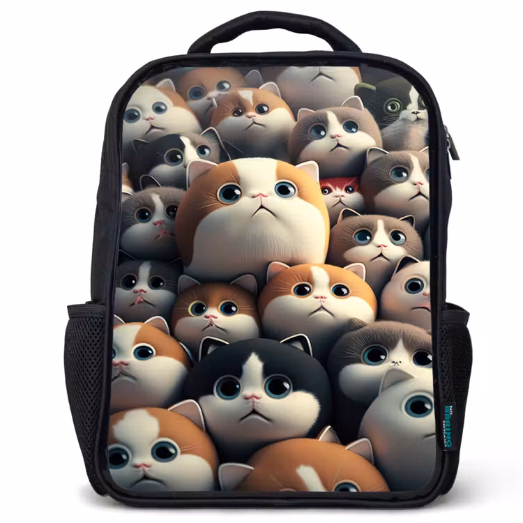 Sac à dos enfant - Noir - Patches Cats — 1
