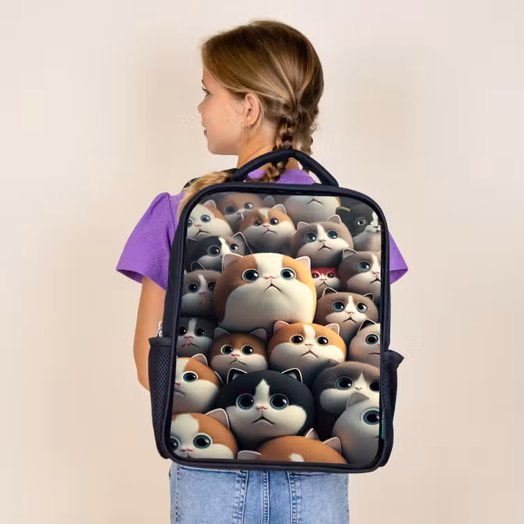 Sac à dos enfant - Noir - Patches Cats — 4
