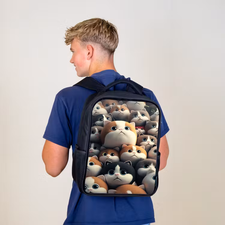Sac à dos enfant - Noir - Patches Cats — 5