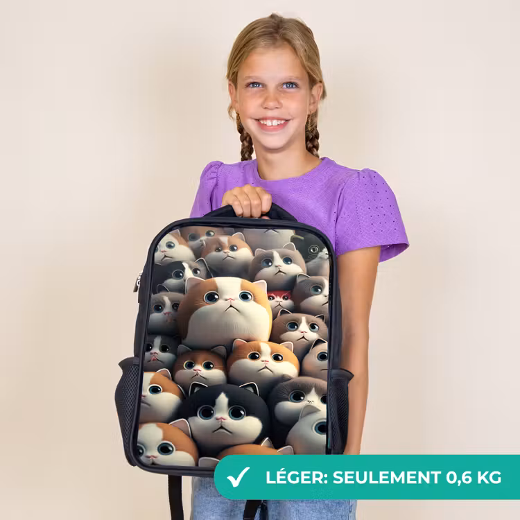 Sac à dos enfant - Noir - Patches Cats — 9