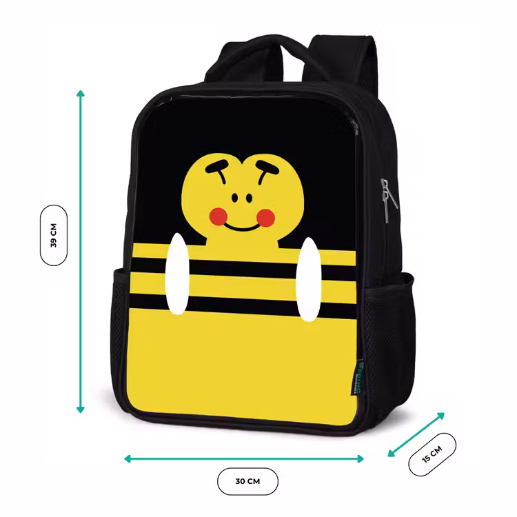 Sac à dos enfant - Noir - Portrait d'animal - abeille - jaune — 8