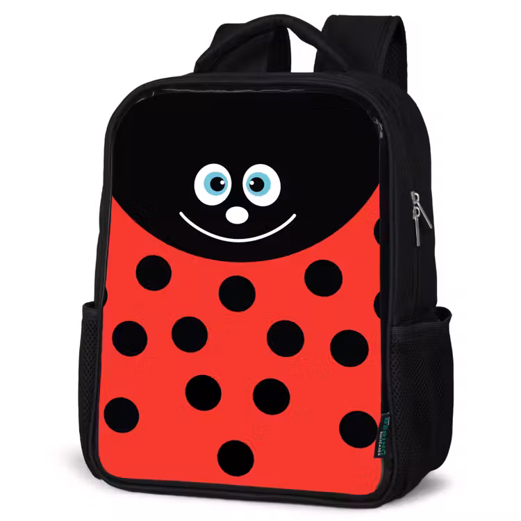 Sac à dos enfant - Noir - Portrait d'animal - Coccinelle - rouge — 6