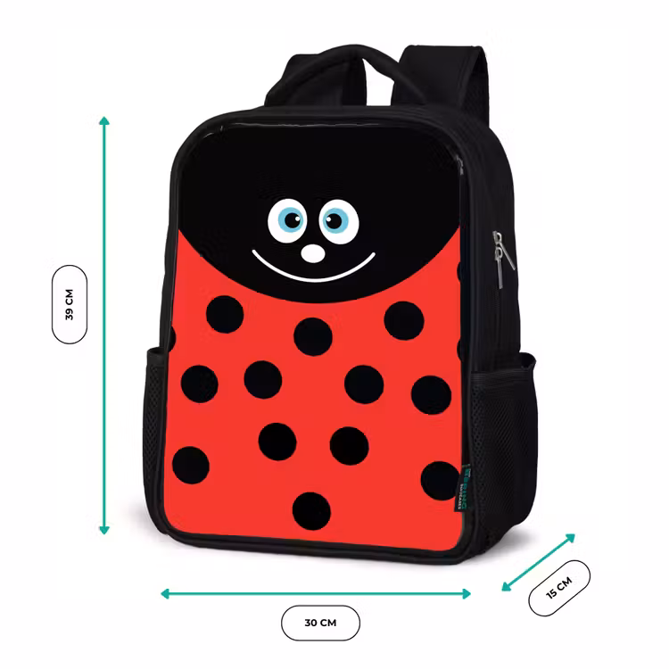 Sac à dos enfant - Noir - Portrait d'animal - Coccinelle - rouge — 8