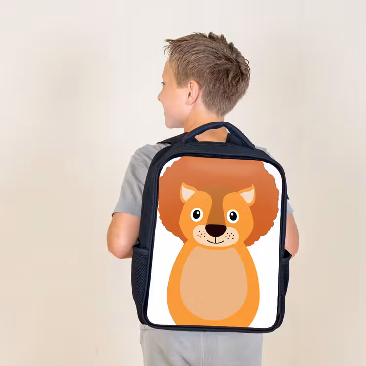 Sac à dos enfant - Noir - Portrait d'animal - Lion - enfants — 2