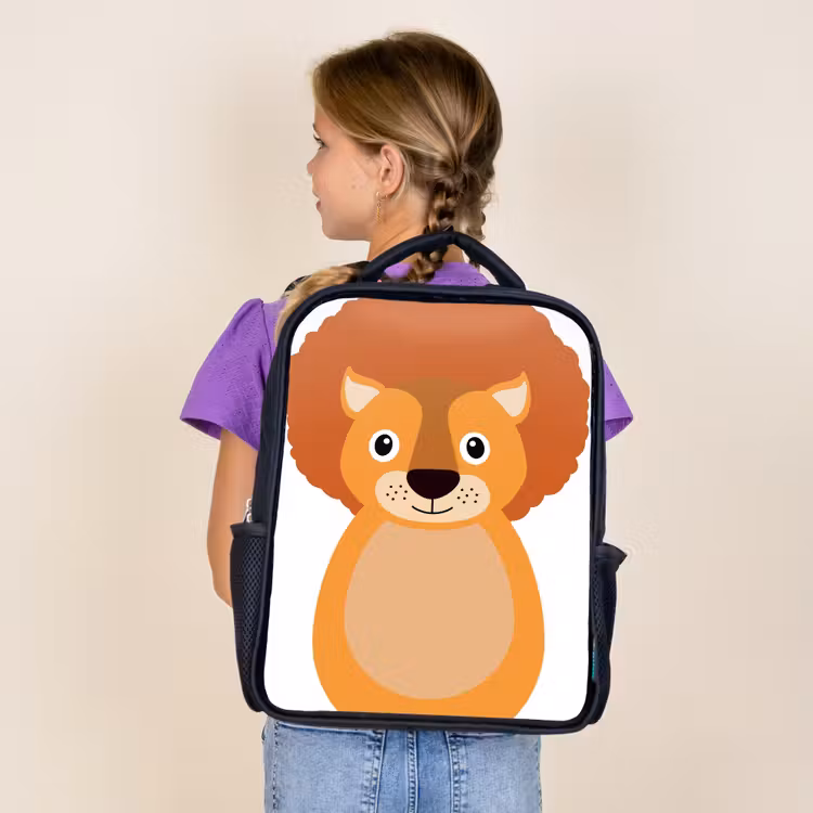 Sac à dos enfant - Noir - Portrait d'animal - Lion - enfants — 4