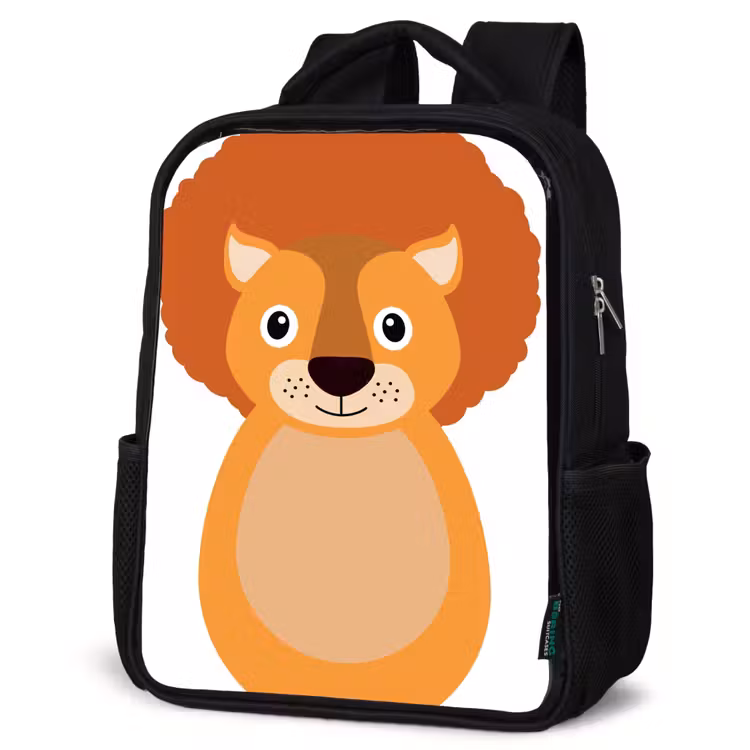 Sac à dos enfant - Noir - Portrait d'animal - Lion - enfants — 6