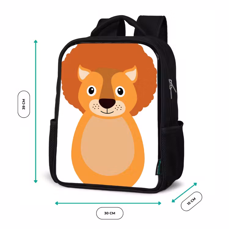 Sac à dos enfant - Noir - Portrait d'animal - Lion - enfants — 8