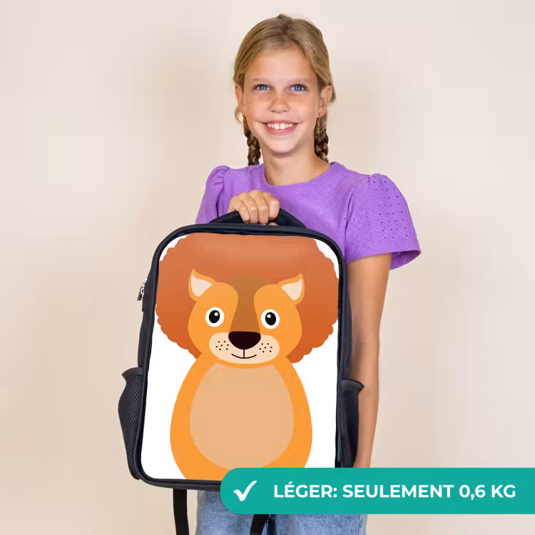 Sac à dos enfant - Noir - Portrait d'animal - Lion - enfants — 9