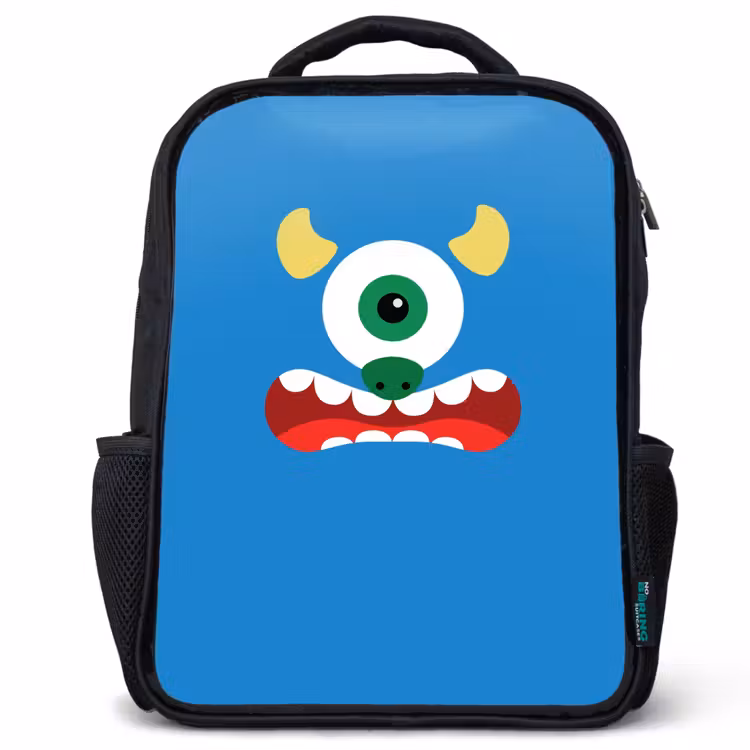 Sac à dos enfant - Noir - Portrait d'animal - Monstre - bleu — 1