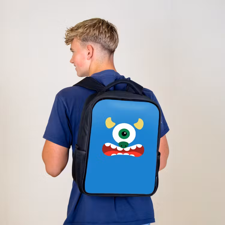 Sac à dos enfant - Noir - Portrait d'animal - Monstre - bleu — 5