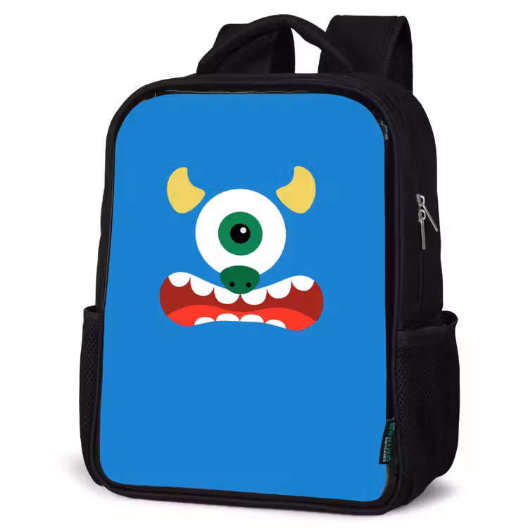 Sac à dos enfant - Noir - Portrait d'animal - Monstre - bleu — 6