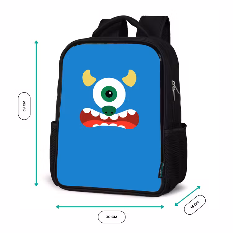 Sac à dos enfant - Noir - Portrait d'animal - Monstre - bleu — 8