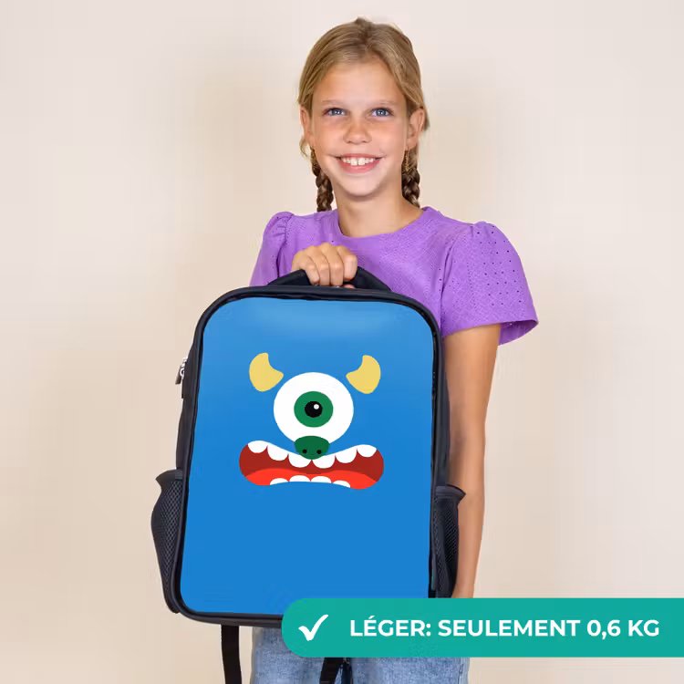 Sac à dos enfant - Noir - Portrait d'animal - Monstre - bleu — 9