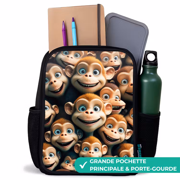 Sac à dos enfant - Noir - Traits de singe — 10