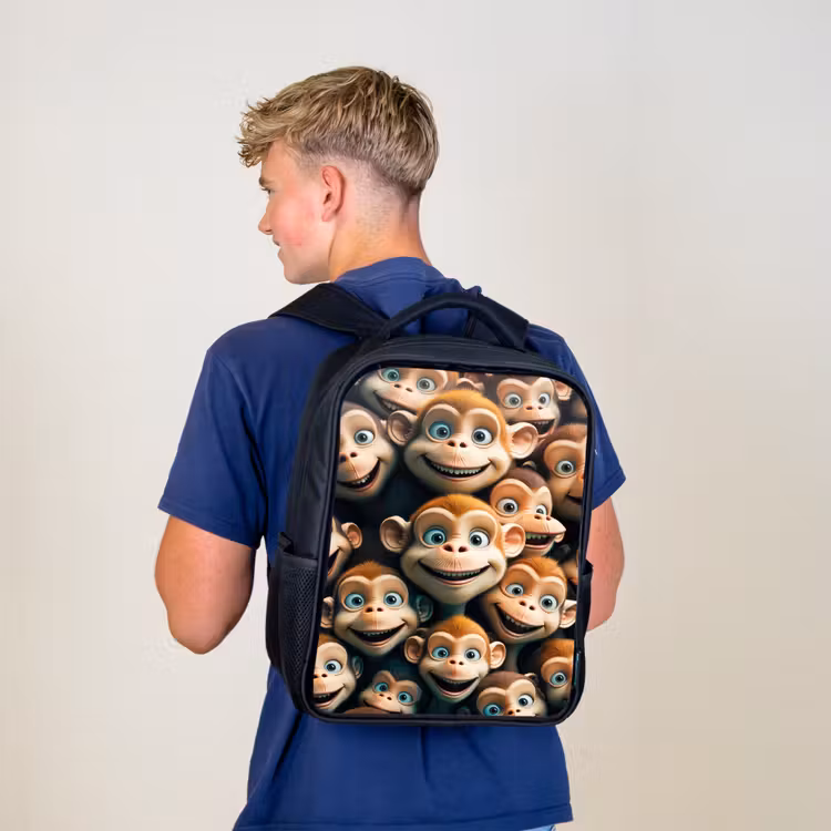 Sac à dos enfant - Noir - Traits de singe — 5