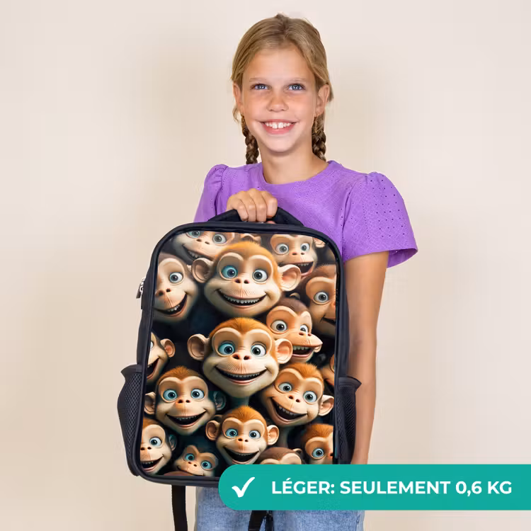 Sac à dos enfant - Noir - Traits de singe — 9