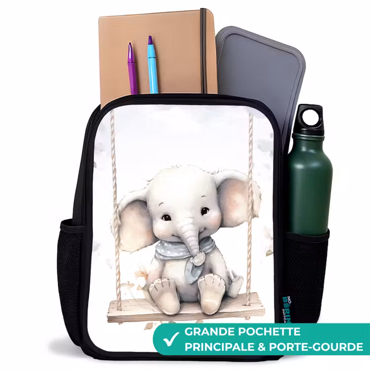Sac à dos enfant - Noir - Éléphant - Animal - Enfants — 10