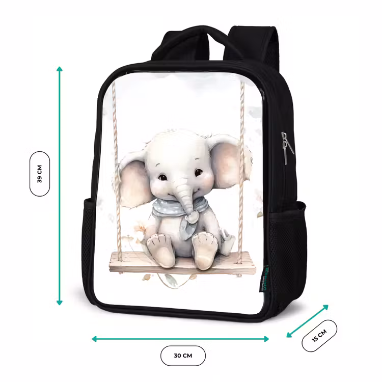 Sac à dos enfant - Noir - Éléphant - Animal - Enfants — 8